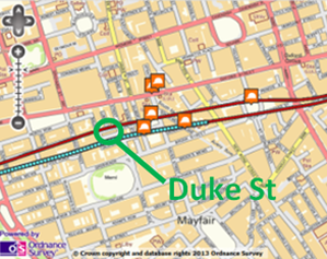 map of tunnel route duke street for ipec